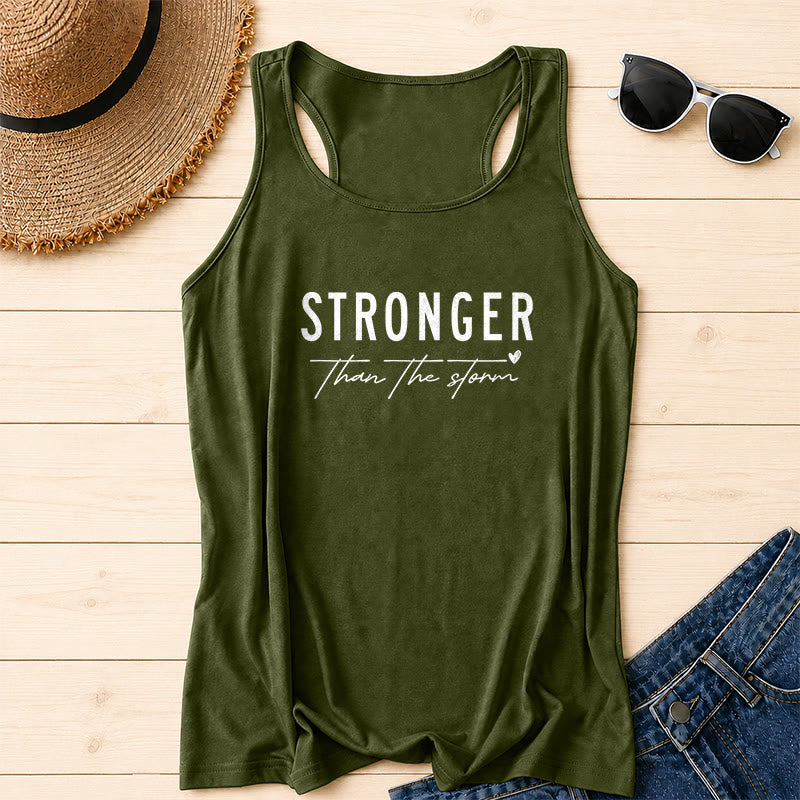 Christianartworkshop Tanktop mit großem, abgenutztem, fettem STRONGER-Schriftzug in Blockschrift, unterstrichenem Glaubensspruch in Schreibschrift und kleinem Herzakzent auf der Vorderseite - Armeegrün - 2XL - image 14