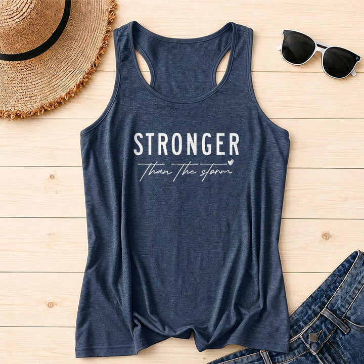 Christianartworkshop Tanktop mit großem, abgenutztem, fettem STRONGER-Schriftzug in Blockschrift, unterstrichenem Glaubensspruch in Schreibschrift und kleinem Herzakzent auf der Vorderseite - Marineblau - 2XL - image 2