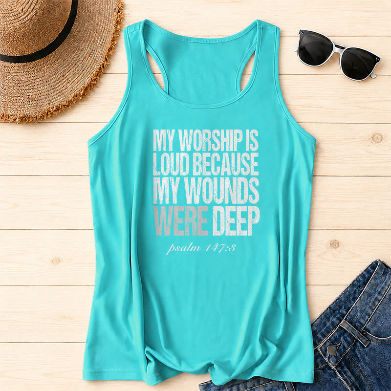 Christianartworkshop Mein Gottesdienst ist laut, weil meine Wunden tief waren Racerback-Tanktop - Minze - 2XL - image 6