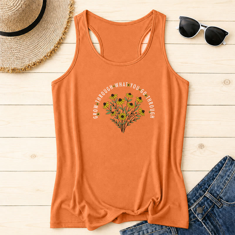 Christianartworkshop Bogen Gebogen Durchwachse Was Du durchmachst Text Schwarze Augen Susanne Blumenstrauß Zentriertes Racerback-Tanktop - Orange - 2XL - image 14