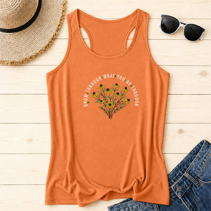 Christianartworkshop Bogen Gebogen Durchwachse Was Du durchmachst Text Schwarze Augen Susanne Blumenstrauß Zentriertes Racerback-Tanktop - Orange - 2XL - image 14