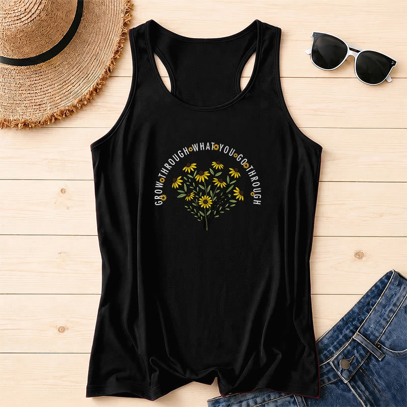 Christianartworkshop Bogen Gebogen Durchwachse Was Du durchmachst Text Schwarze Augen Susanne Blumenstrauß Zentriertes Racerback-Tanktop - Schwarz - 2XL - image 16