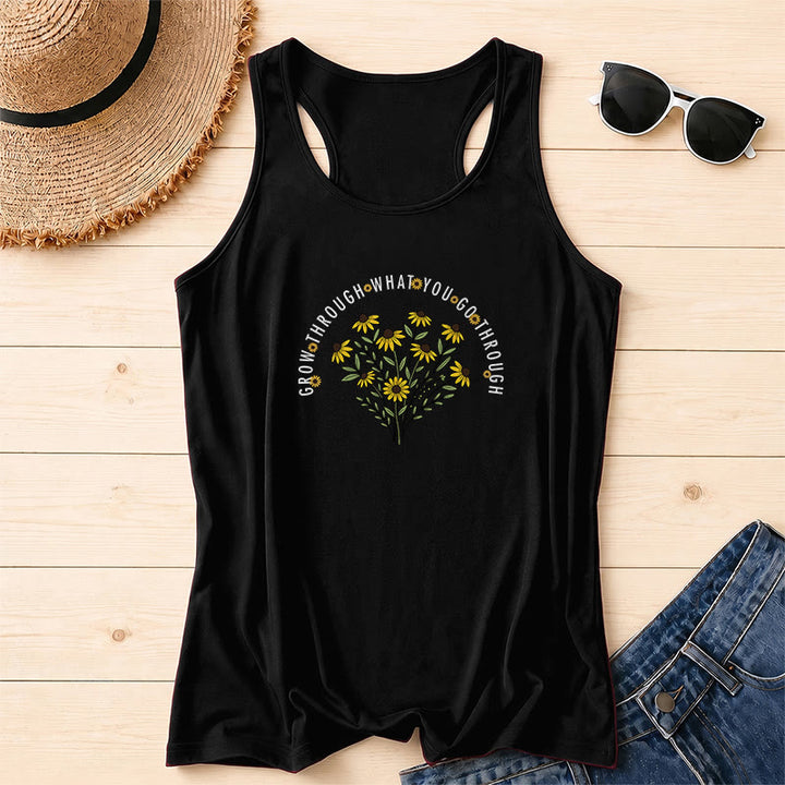 Christianartworkshop Bogen Gebogen Durchwachse Was Du durchmachst Text Schwarze Augen Susanne Blumenstrauß Zentriertes Racerback-Tanktop - Schwarz - 2XL - image 16
