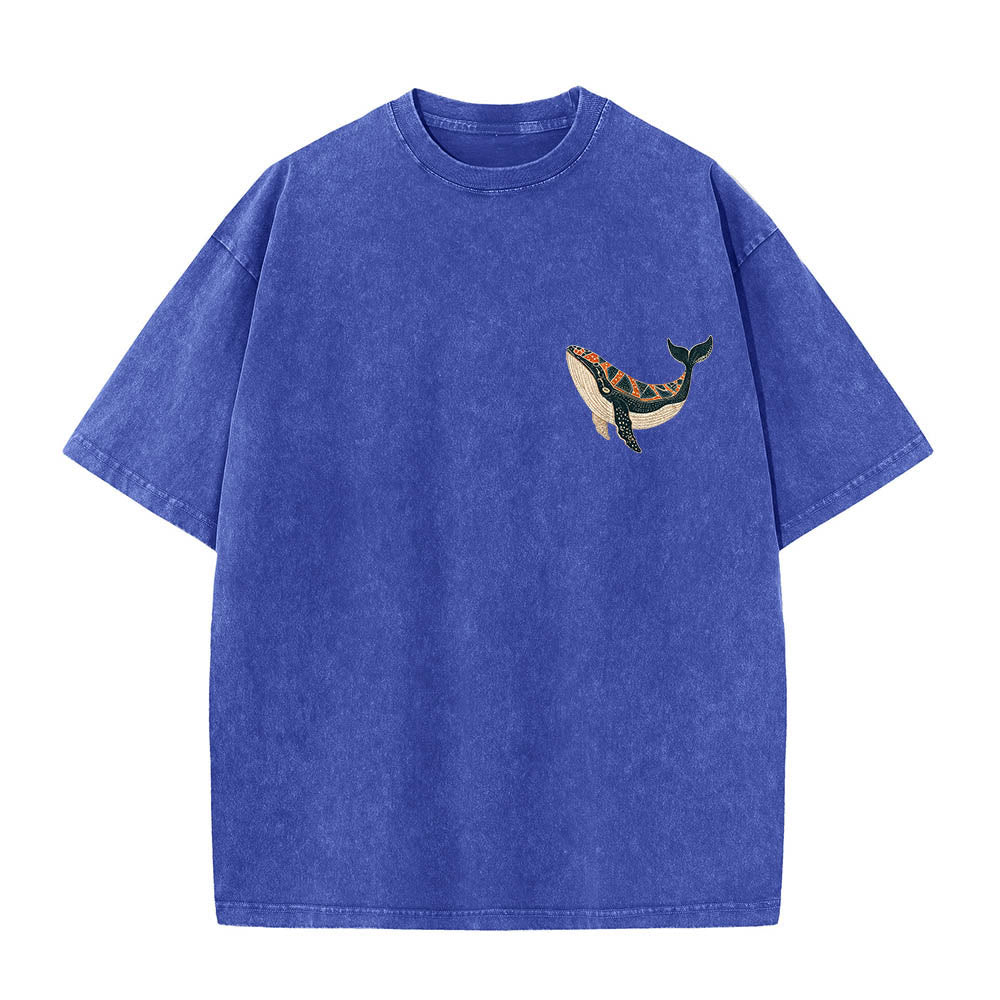 Christianartworkshop Liebe ist gütig, Liebe ist geduldig – Aquarell-Wal-Seegras-Motiv, zweilagiger Bibelvers-Doppeldruck, Vintage-T-Shirt - image 1