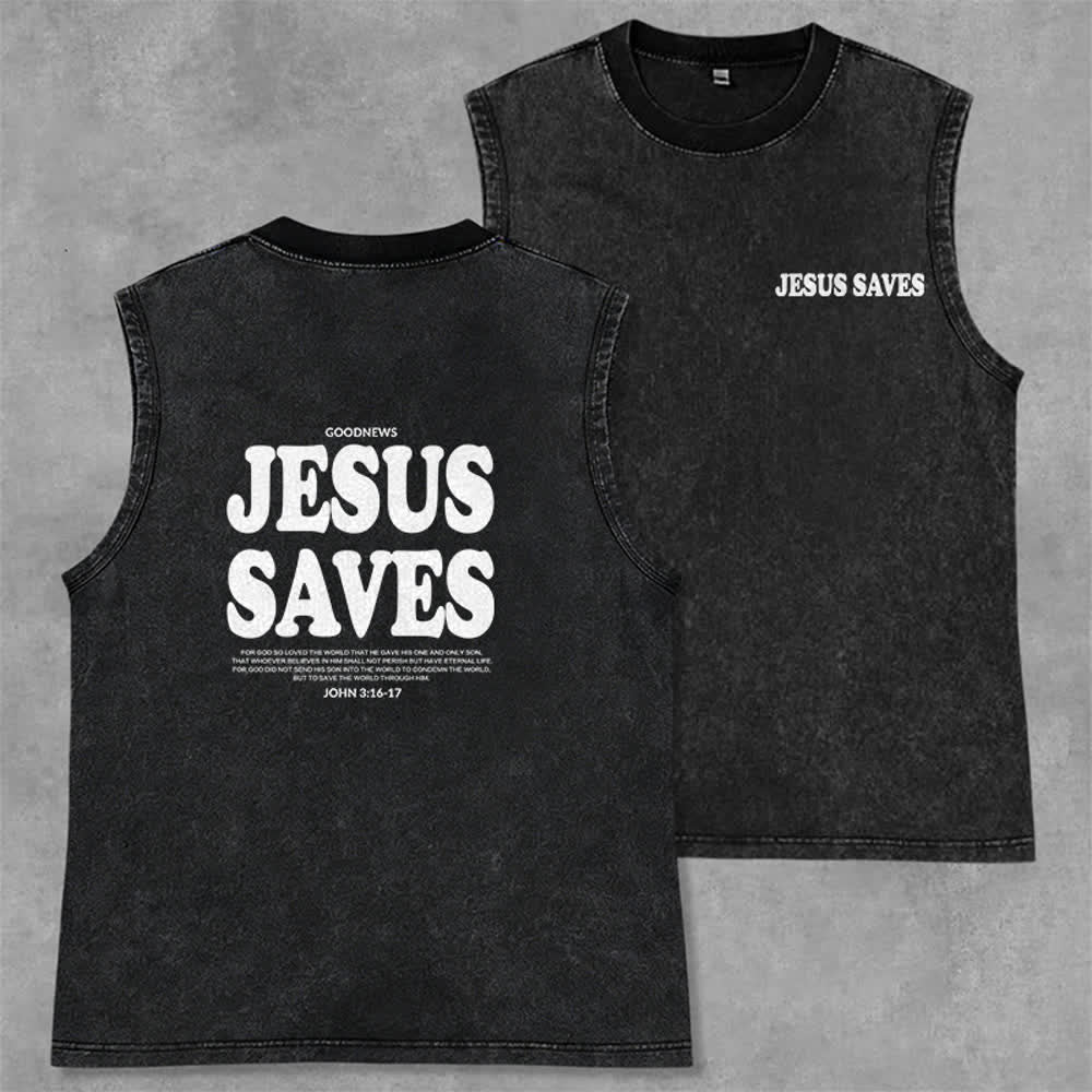 Christianartworkshop Jesus rettet Johannes 3:16 Unisex-Tanktop (vorgewaschen) - Schwarz - 2XL - image 7