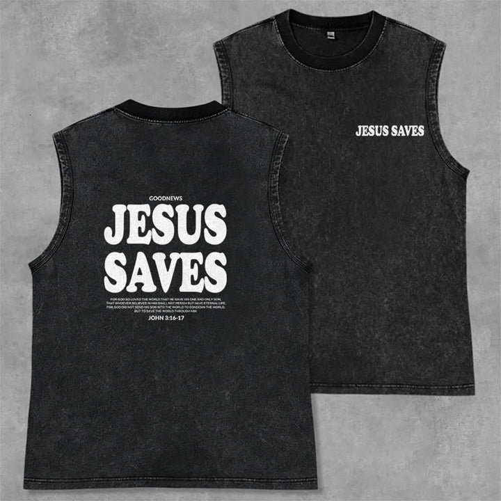 Christianartworkshop Jesus rettet Johannes 3:16 Unisex-Tanktop (vorgewaschen) - Schwarz - 2XL - image 7