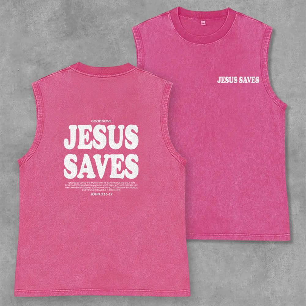 Christianartworkshop Jesus rettet Johannes 3:16 Unisex-Tanktop (vorgewaschen) - Rosa - 2XL - image 0
