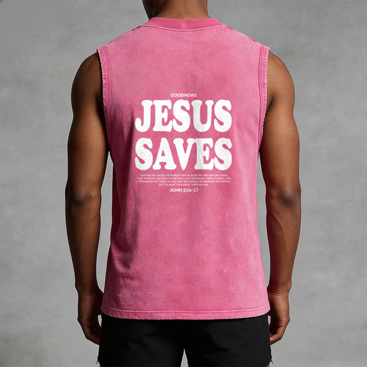 Christianartworkshop Jesus rettet Johannes 3:16 Unisex-Tanktop (vorgewaschen) - image 3