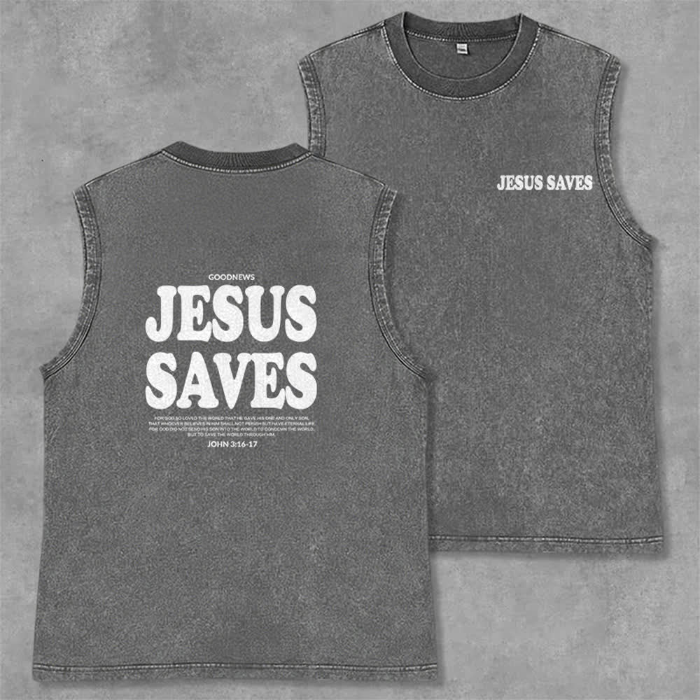 Christianartworkshop Jesus rettet Johannes 3:16 Unisex-Tanktop (vorgewaschen) - Grau - 2XL - image 14