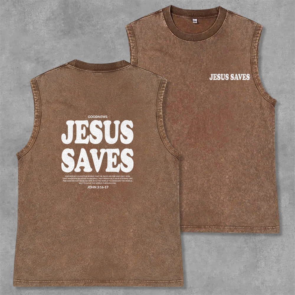 Christianartworkshop Jesus rettet Johannes 3:16 Unisex-Tanktop (vorgewaschen) - Braun - 2XL - image 28