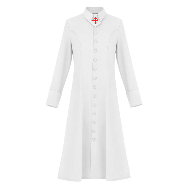 Christianartworkshop Damen-Pastorenrobe mit Kragen, Kreuzmotiv und femininer Silhouette - Weiß - 3XL - image 1