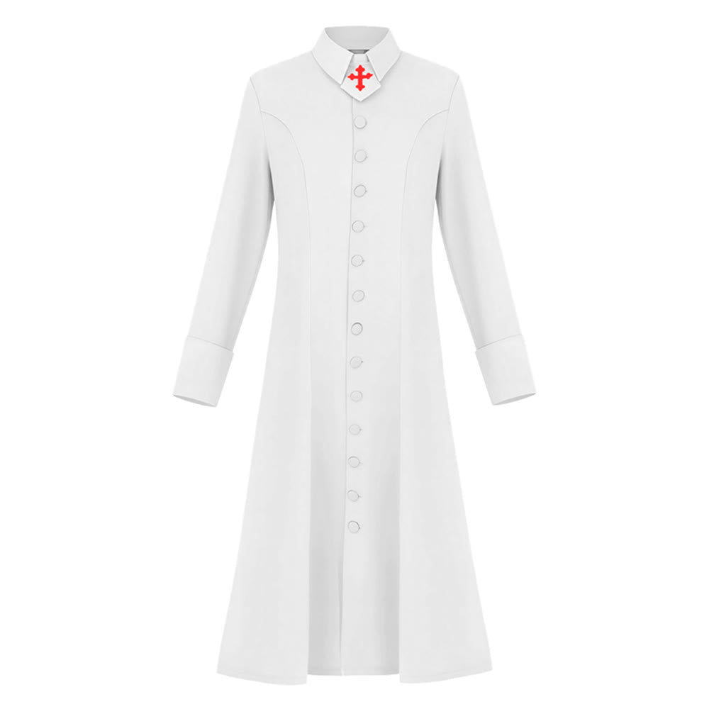 Christianartworkshop Damen-Pastorenrobe mit Kragen, Kreuzmotiv und femininer Silhouette - Weiß - 3XL - image 1