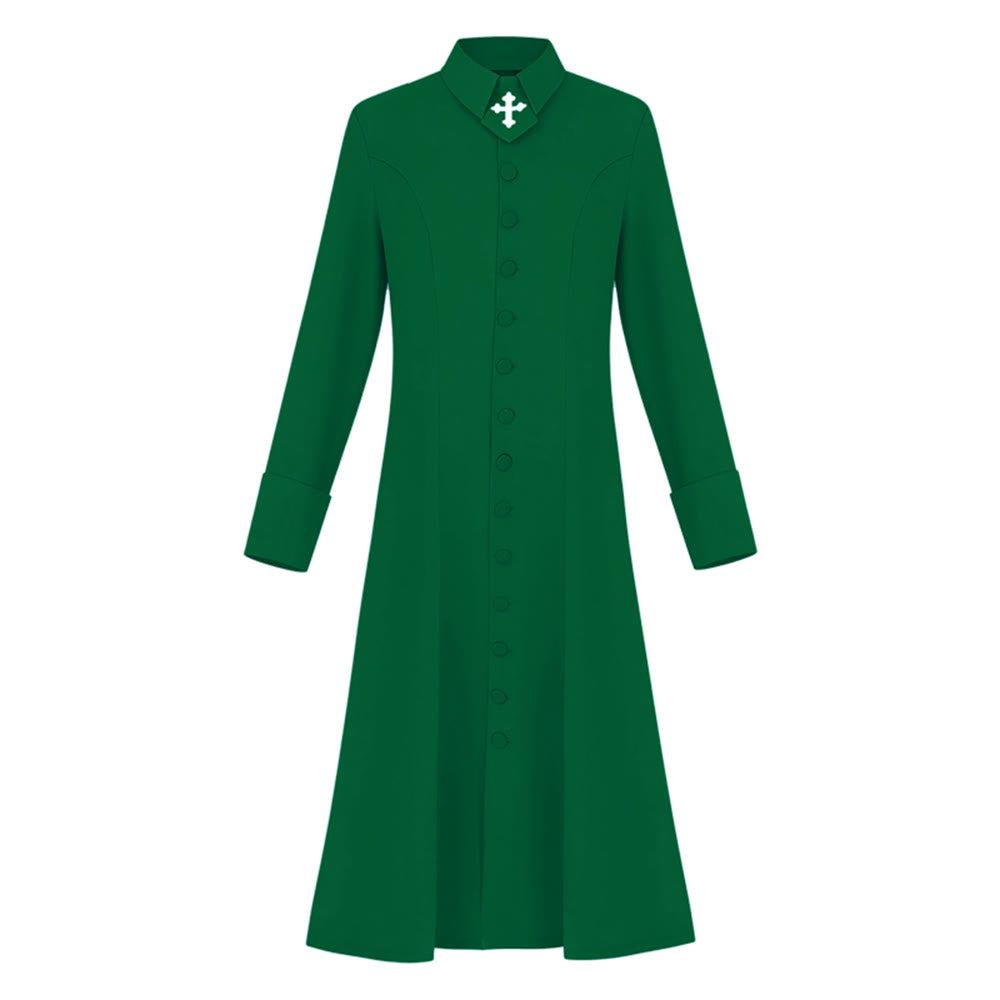 Christianartworkshop Damen-Pastorenrobe mit Kragen, Kreuzmotiv und femininer Silhouette - Grün - 3XL - image 20