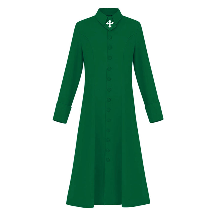 Christianartworkshop Damen-Pastorenrobe mit Kragen, Kreuzmotiv und femininer Silhouette - Grün - 3XL - image 20