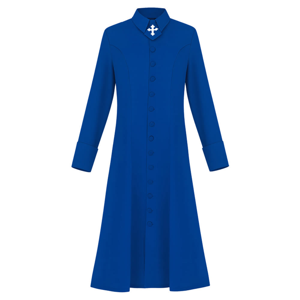 Christianartworkshop Damen-Pastorenrobe mit Kragen, Kreuzmotiv und femininer Silhouette - Blau - 3XL - image 10