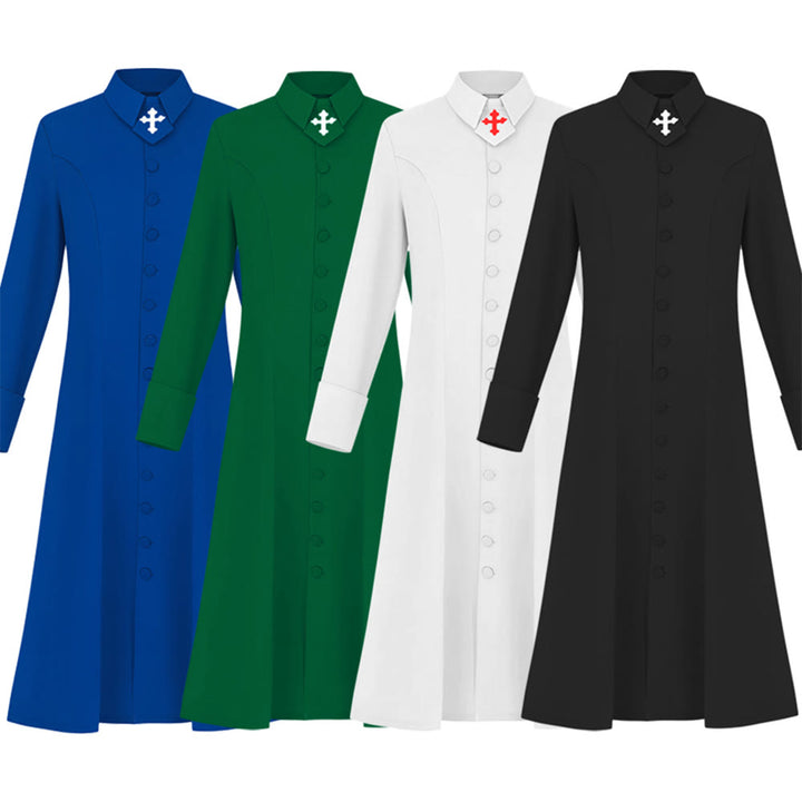 Christianartworkshop Damen-Pastorenrobe mit Kragen, Kreuzmotiv und femininer Silhouette - image 2