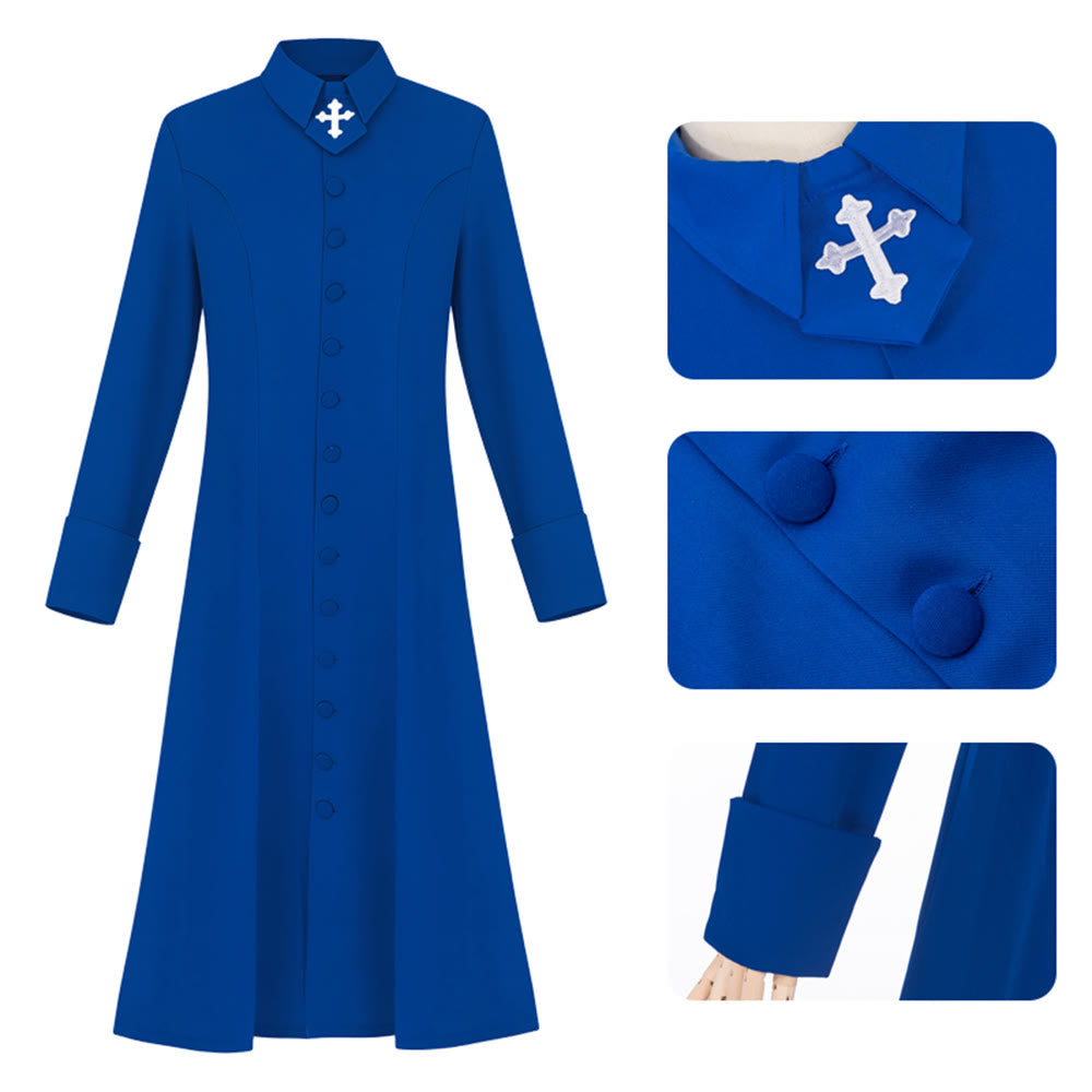Christianartworkshop Damen-Pastorenrobe mit Kragen, Kreuzmotiv und femininer Silhouette - image 18