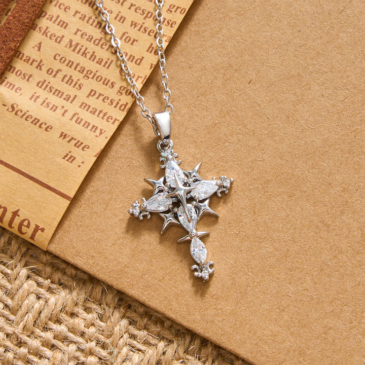 Christianartworkshop Sternenakzent-Marquise-Kristall-Halskette mit heiligem Kreuz: Zeitloses Symbol strahlenden himmlischen Glaubens - image 7