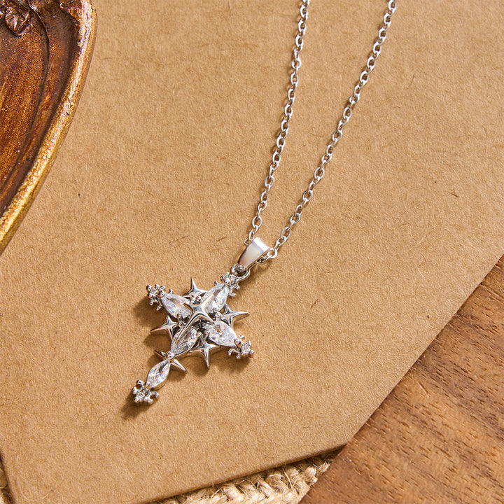 Christianartworkshop Sternenakzent-Marquise-Kristall-Halskette mit heiligem Kreuz: Zeitloses Symbol strahlenden himmlischen Glaubens - image 8