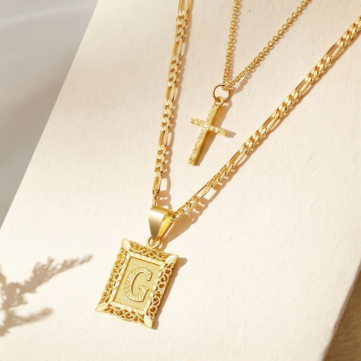 Christianartworkshop Zarte, stapelbare zweireihige Strasskreuz-Halskette mit Buchstabenanhänger (A bis Z) im Figaro-Stil: Zeitloses Symbol sanfter himmlischer Fürsorge - G - image 9