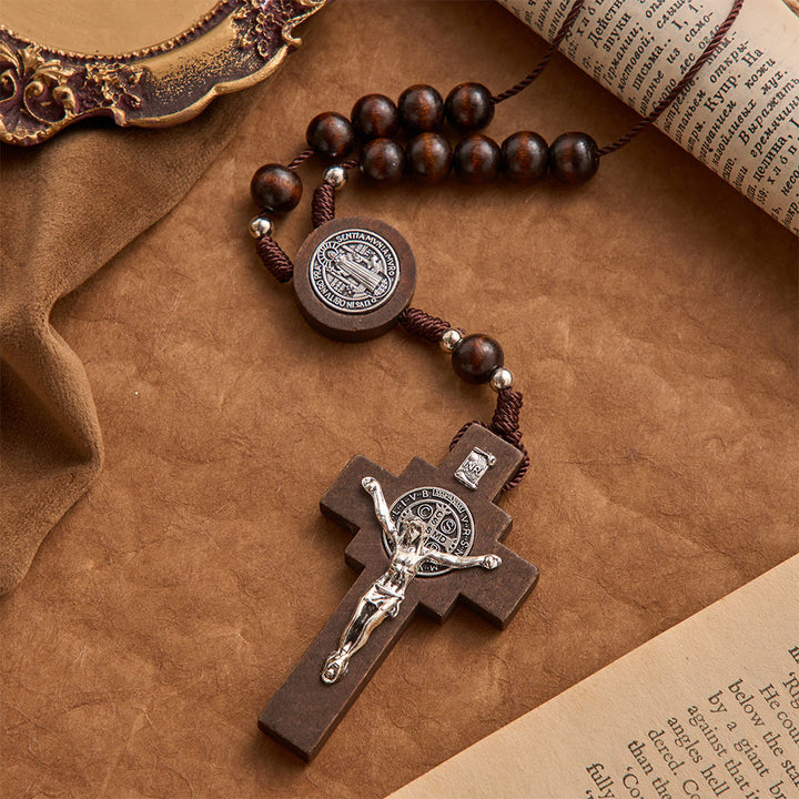 Christianartworkshop Runder Rosenkranz mit Kreuz und Marienmedaille als Autoanhänger: Eine Erinnerung an den barmherzigen göttlichen Schutz auf jeder Reise - image 4