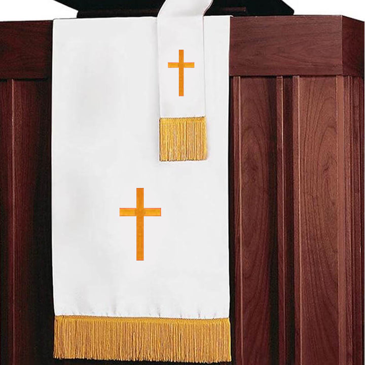 Christianartworkshop Komplettes Kirchenparament-Set: Tischläufer, Lesepulttuch und Bibellesezeichen in Rot und Weiß - image 13