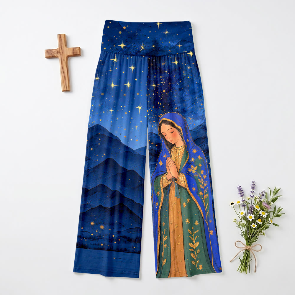 Christianartworkshop Sternenhimmel-Landschaft Guadalupe Jungfrau Maria Umschlaghose mit hohem Bund und weitem Bein - US22, UK/AU26, EU54 (6XL) - image 0