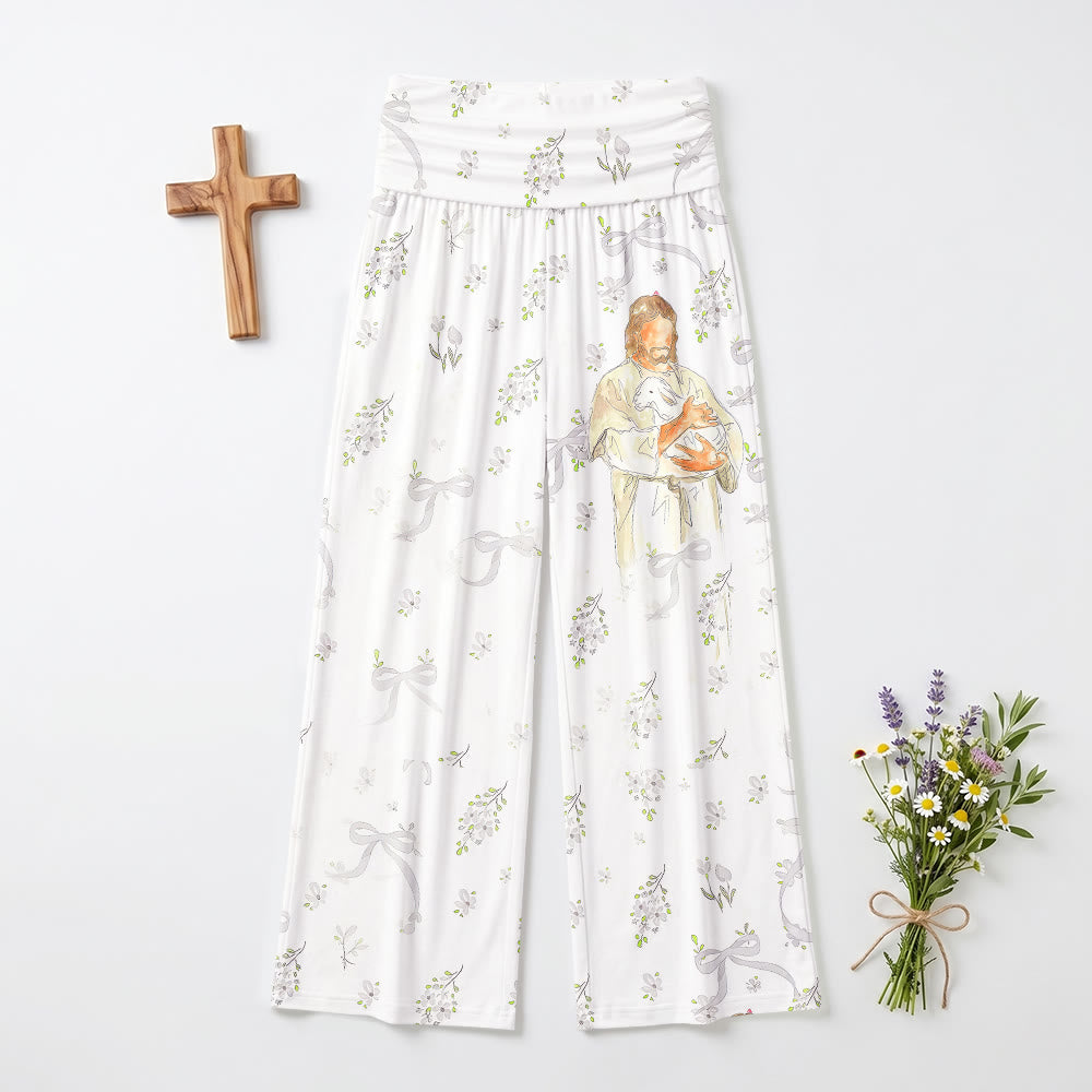 Christianartworkshop Schleifenmuster, botanisches Muster, Jesus der Gute Hirte, lässige Hose mit weitem Bein - US22, UK/AU26, EU54 (6XL) - image 0