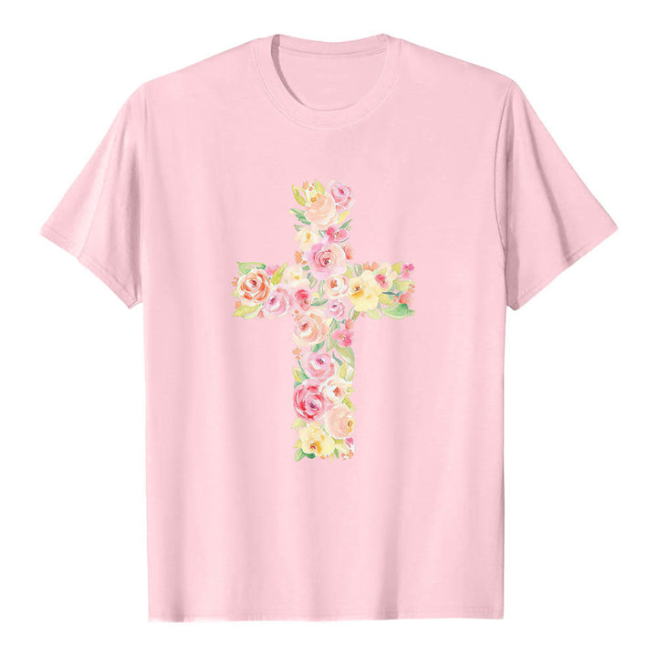Christianartworkshop Klassisches T-Shirt mit Aquarell-Blumenfüllung und gekreuztem Frontdruck - image 25