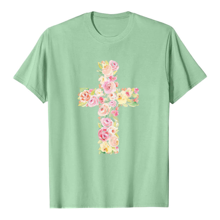 Christianartworkshop Klassisches T-Shirt mit Aquarell-Blumenfüllung und gekreuztem Frontdruck - image 22