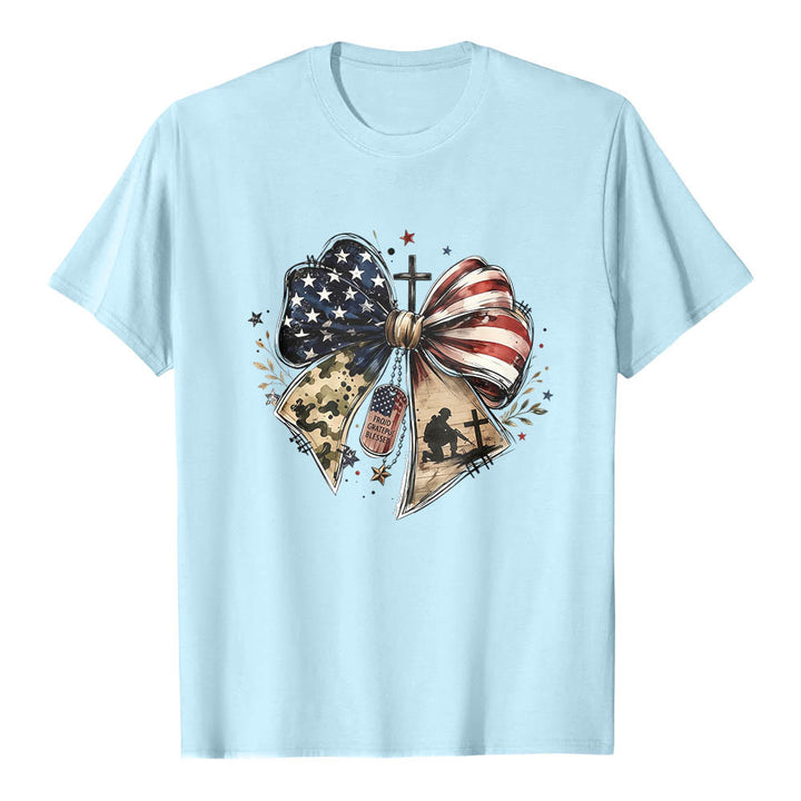 Christianartworkshop Patriotisches, mehrteiliges T-Shirt mit Schleife, Kreuz, Soldaten-Erkennungsmarke und Sternenakzenten auf der Vorderseite – klassischer Aufdruck - Blau - 2XL - image 8