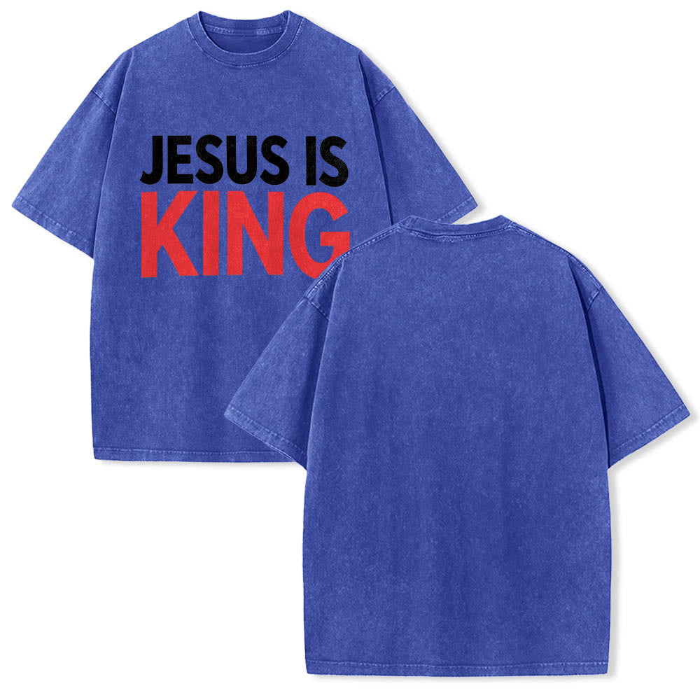 Christianartworkshop Zweilagiges, auffälliges T-Shirt mit „Jesus Is King“-Schriftzug auf der Vorderseite (Typografie) - image 9