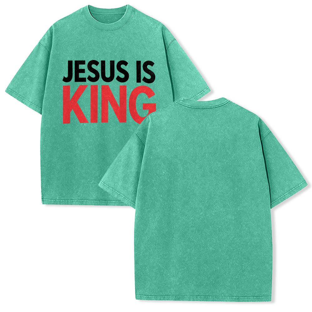Christianartworkshop Zweilagiges, auffälliges T-Shirt mit „Jesus Is King“-Schriftzug auf der Vorderseite (Typografie) - image 11