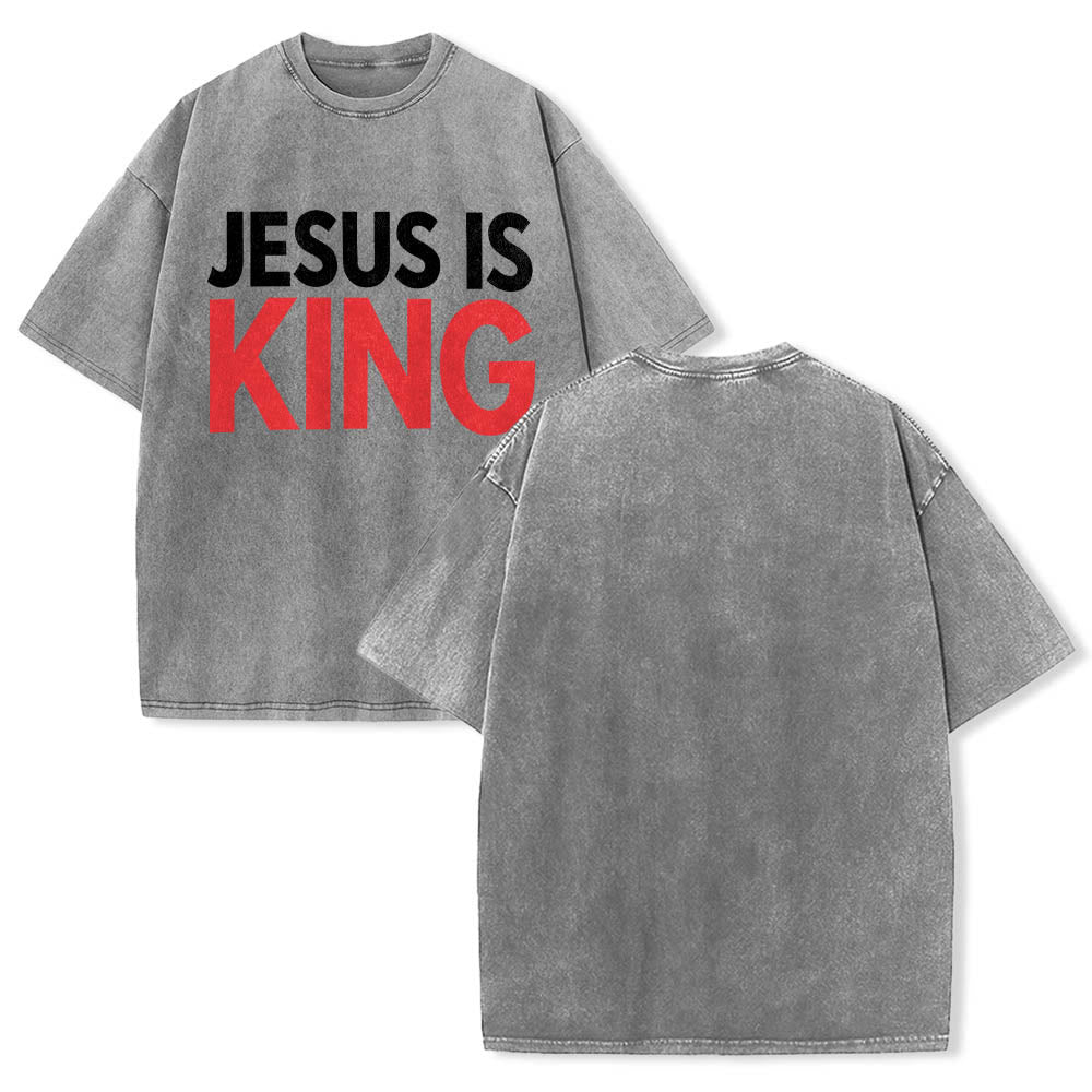Christianartworkshop Zweilagiges, auffälliges T-Shirt mit „Jesus Is King“-Schriftzug auf der Vorderseite (Typografie) - image 7