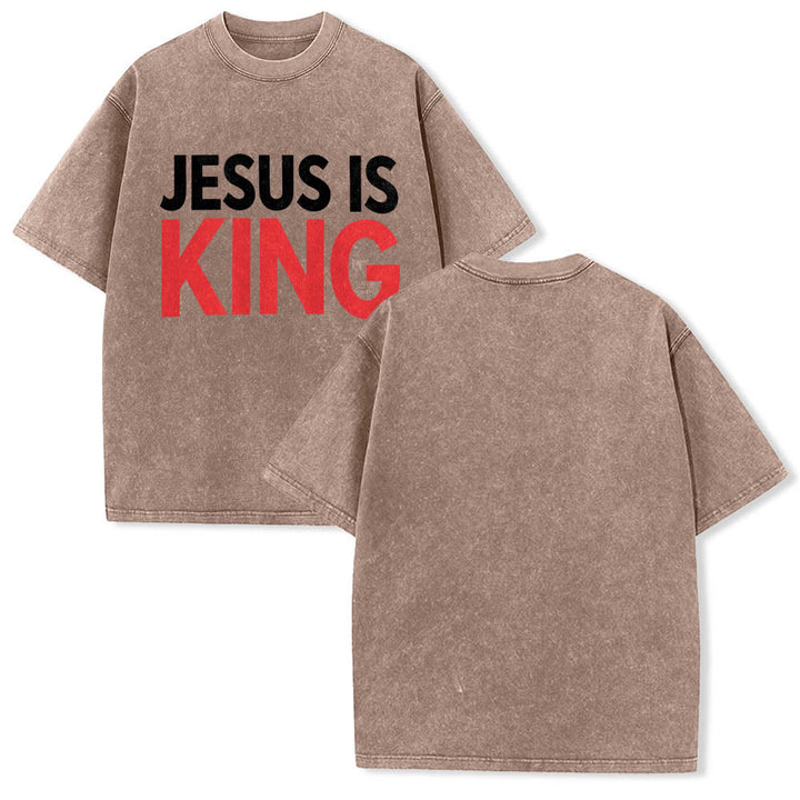 Christianartworkshop Zweilagiges, auffälliges T-Shirt mit „Jesus Is King“-Schriftzug auf der Vorderseite (Typografie) - image 5