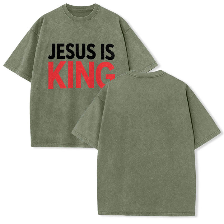 Christianartworkshop Zweilagiges, auffälliges T-Shirt mit „Jesus Is King“-Schriftzug auf der Vorderseite (Typografie) - image 17