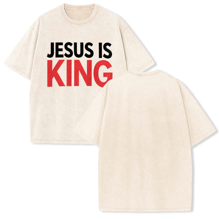 Christianartworkshop Zweilagiges, auffälliges T-Shirt mit „Jesus Is King“-Schriftzug auf der Vorderseite (Typografie) - image 3