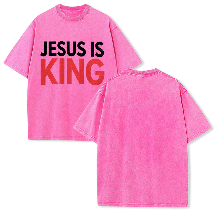 Christianartworkshop Zweilagiges, auffälliges T-Shirt mit „Jesus Is King“-Schriftzug auf der Vorderseite (Typografie) - image 15