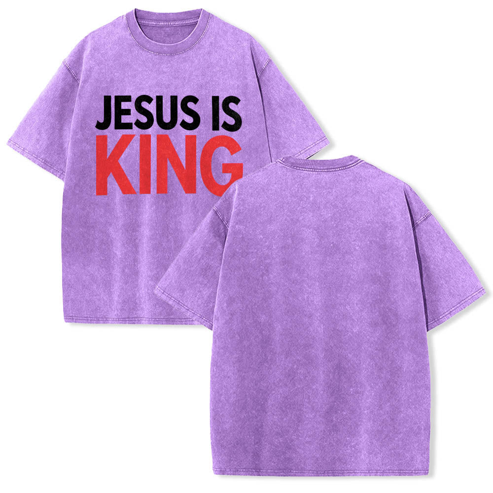Christianartworkshop Zweilagiges, auffälliges T-Shirt mit „Jesus Is King“-Schriftzug auf der Vorderseite (Typografie) - image 13