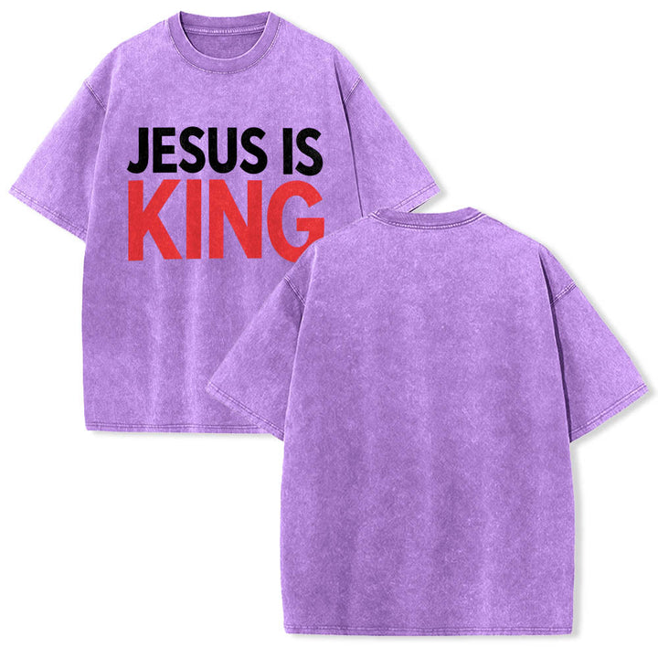 Christianartworkshop Zweilagiges, auffälliges T-Shirt mit „Jesus Is King“-Schriftzug auf der Vorderseite (Typografie) - image 13