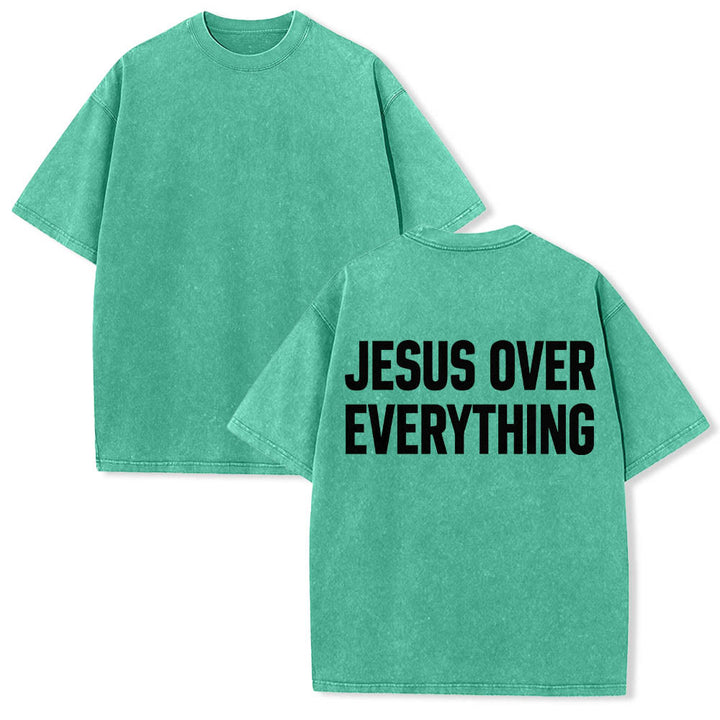 Christianartworkshop Zweizeiliger, fetter Jesus-Aufdruck in Blockbuchstaben auf der Rückseite, gewaschenes T-Shirt - image 11
