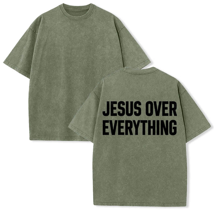 Christianartworkshop Zweizeiliger, fetter Jesus-Aufdruck in Blockbuchstaben auf der Rückseite, gewaschenes T-Shirt - image 17