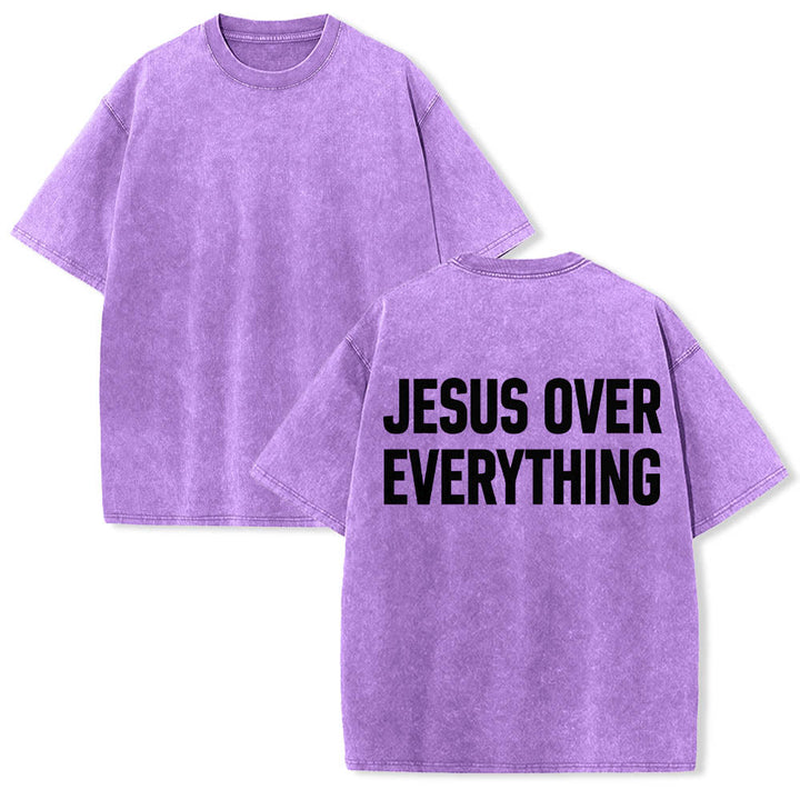 Christianartworkshop Zweizeiliger, fetter Jesus-Aufdruck in Blockbuchstaben auf der Rückseite, gewaschenes T-Shirt - image 13