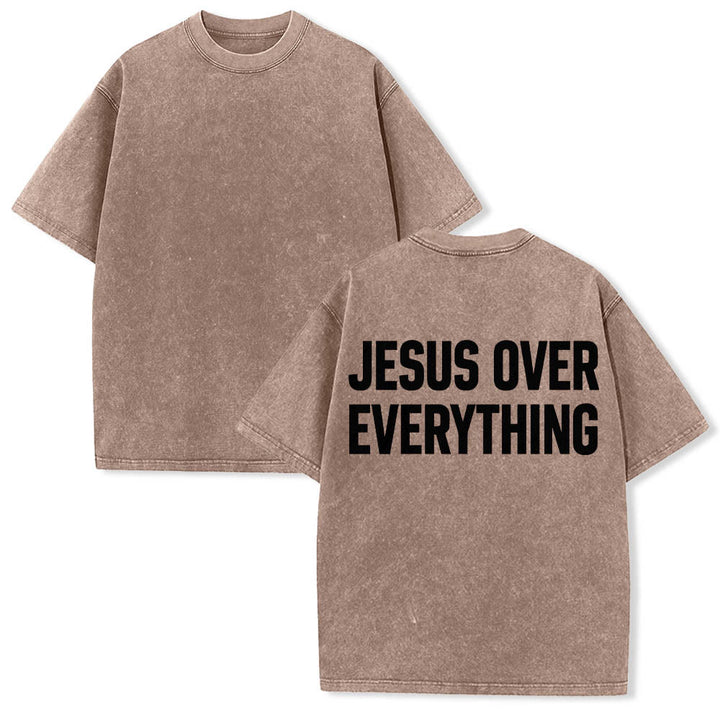 Christianartworkshop Zweizeiliger, fetter Jesus-Aufdruck in Blockbuchstaben auf der Rückseite, gewaschenes T-Shirt - image 5