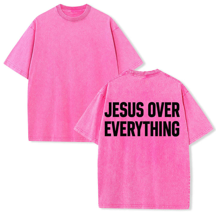 Christianartworkshop Zweizeiliger, fetter Jesus-Aufdruck in Blockbuchstaben auf der Rückseite, gewaschenes T-Shirt - image 15