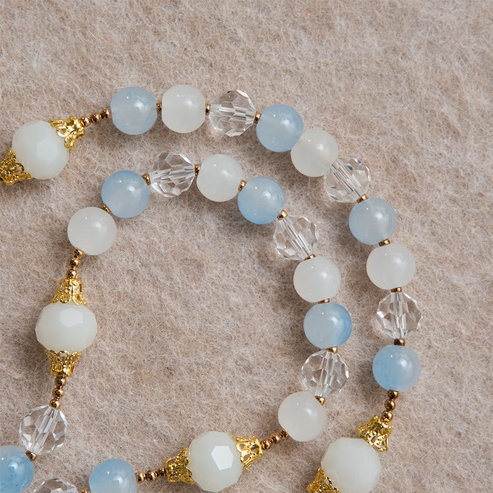 Christianartworkshop Eleganter Sommerrosenkranz aus Glas mit facettiertem Glas und Medaillon Unserer Lieben Frau von Aparecida - image 5