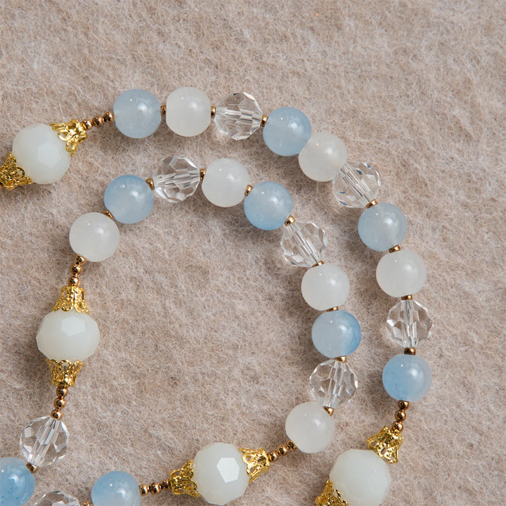 Christianartworkshop Eleganter Sommerrosenkranz aus Glas mit facettiertem Glas und Medaillon Unserer Lieben Frau von Aparecida - image 5