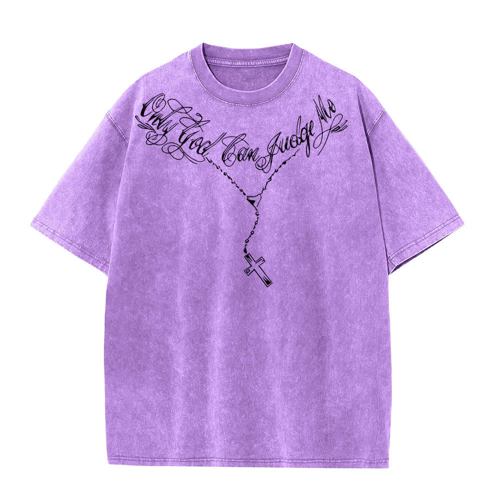 Christianartworkshop Vorderseite: Schriftzug in Schreibschrift, Rückseite: Dornenkrone, betender Jesus, vorgewaschenes T-Shirt - image 19