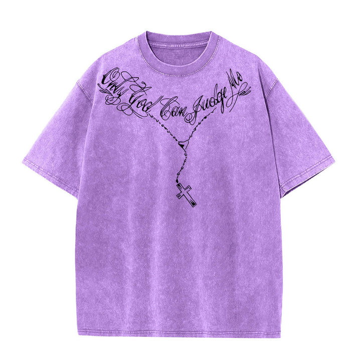 Christianartworkshop Vorderseite: Schriftzug in Schreibschrift, Rückseite: Dornenkrone, betender Jesus, vorgewaschenes T-Shirt - image 19