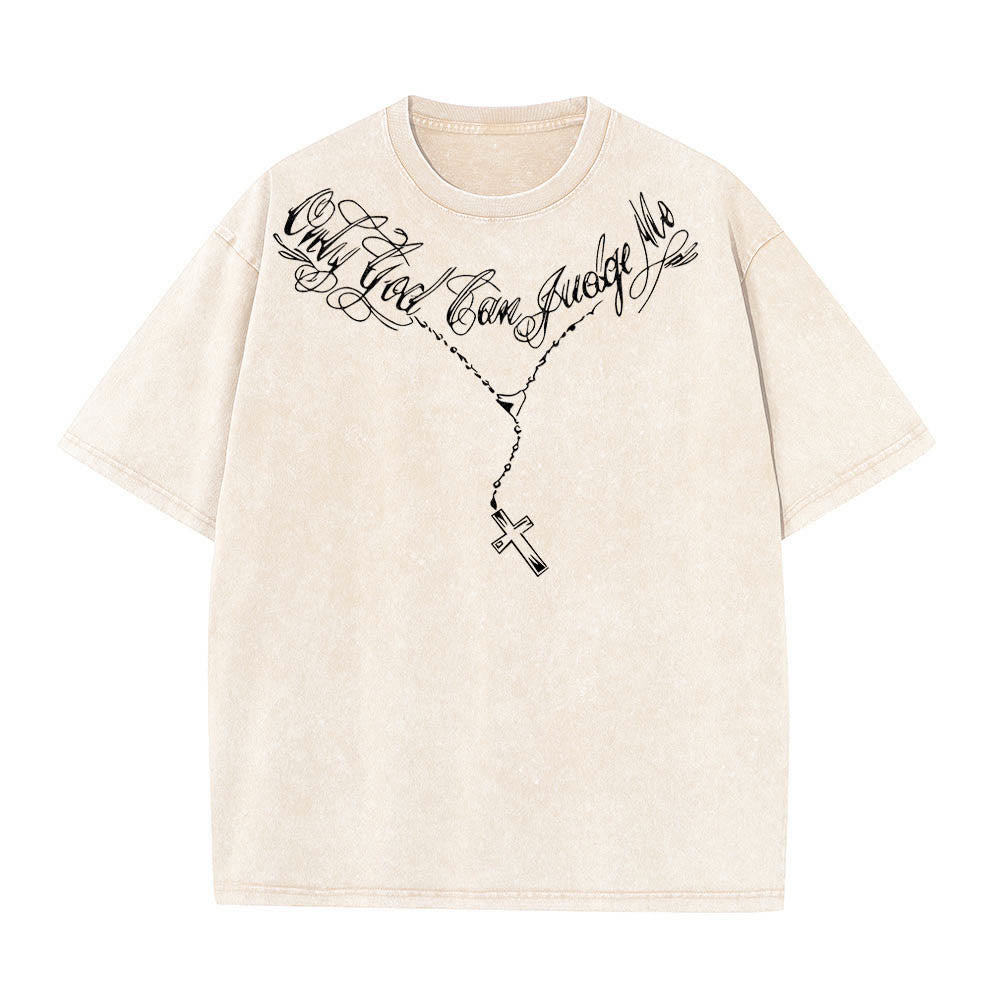 Christianartworkshop Vorderseite: Schriftzug in Schreibschrift, Rückseite: Dornenkrone, betender Jesus, vorgewaschenes T-Shirt - image 4